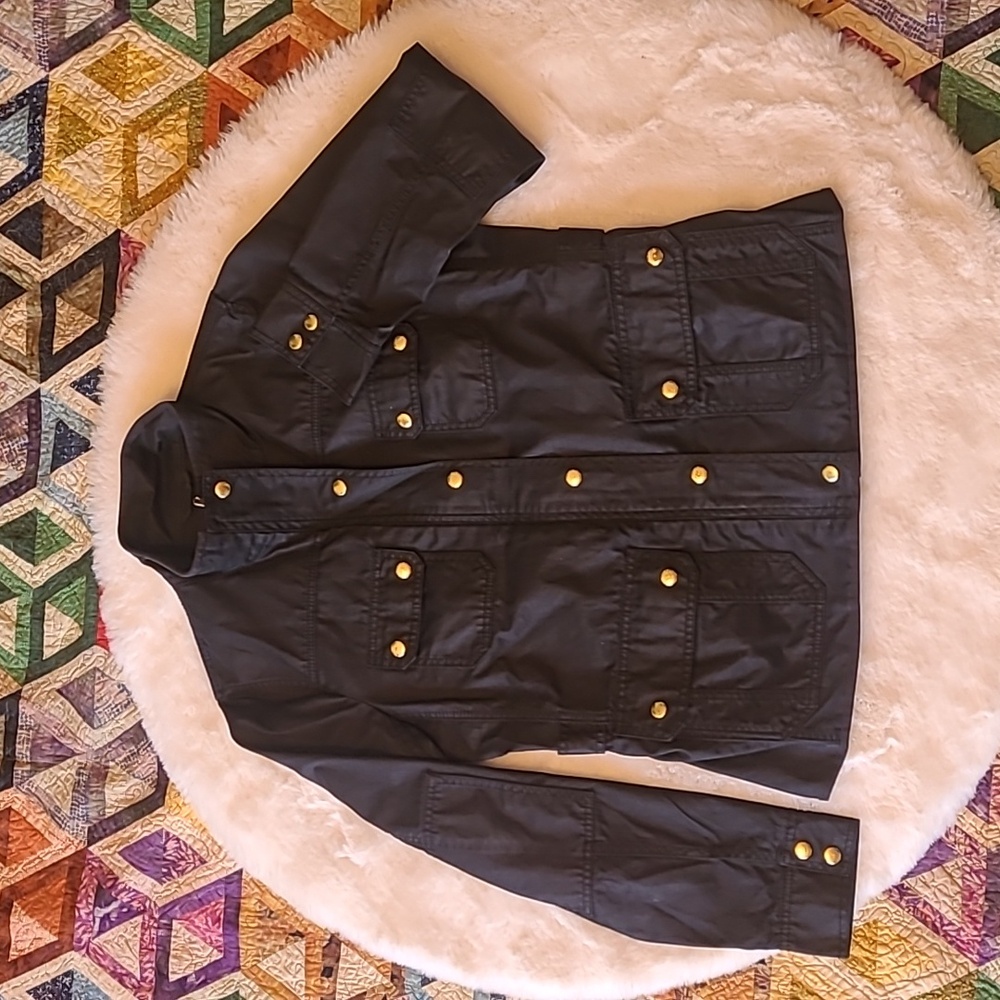 J CREW Black Military Boyfriend Casual 100% Cotton Full Zip Utility Jacket